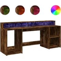 vidaXL LED-Schreibtisch Räuchereiche 200x55x91 cm Holzwerkstoff