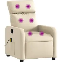 vidaXL Eleganten-Stil Massagesessel 1 pc - Wohnzimmerstuhl - Liegestuhl bis 150kg - Creme Stoff - Fernseh- & Relaxsessel - Möbel26