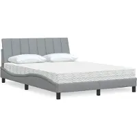 Syfax Bett mit Matratze "Hanko" Hellgrau 140x200 cm Stoff