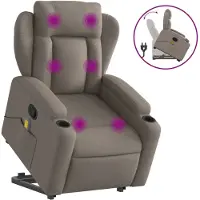 Syfax Massagesessel mit Aufstehhilfe Taupe Stoff