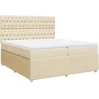 Syfax Boxspringbett mit Matratze Creme 200x200 cm Stoff
