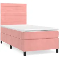 Syfax Boxspringbett mit Matratze Rosa 100x200 cm Samt