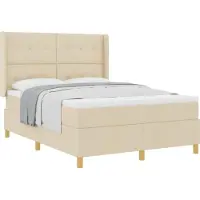 Syfax Boxspringbett mit Kopfteil Creme 140 x 190 cm Stoff