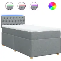 Syfax Boxspringbett mit Matratze Hellgrau 90x200 cm Stoff