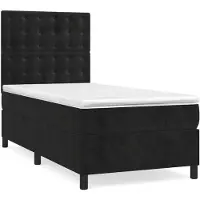 Syfax Boxspringbett mit Matratze Schwarz 90x200 cm Samt