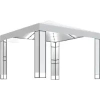 Syfax Pavillon mit Doppeldach & LED-Lichterkette 3x3 m Weiß