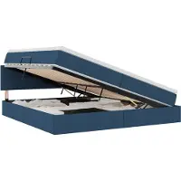 Syfax Aufbewahrungsbett mit Matratze Blau 200 x 200 cm Holzwerkstoff