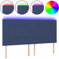 Syfax LED Kopfteil Blau 200x5x118/128 cm Stoff