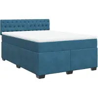 Syfax Boxspringbett mit Matratze Dunkelblau 140x200 cm Samt