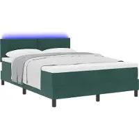 Syfax LED Boxspringbett mit Matratze Dunkelgrün 140 x 190 cm Samt