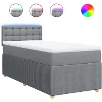 Syfax Boxspringbett mit Matratze Hellgrau 90x200 cm Stoff