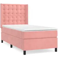 Syfax Boxspringbett mit Matratze Rosa 90x200 cm Samt