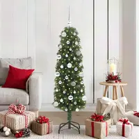 vidaXL "Schlussverkauf" Künstlicher Weihnachtsbaum(1 pc) - Kunstbaum/Tannenbaum - mit 150 LEDs mit Ständer Grün 150 cm C7287