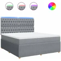 Syfax Boxspringbett mit Matratze Hellgrau 180x200 cm Stoff