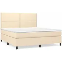 Syfax Boxspringbett mit Matratze Creme 180x200 cm Stoff