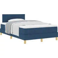 Syfax Boxspringbett mit Kissen mit Kopfteil Blau 120 x 200 cm Stoff