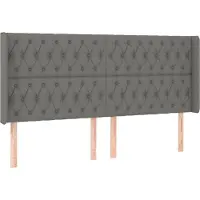 Syfax Kopfteil mit Ohren Dunkelgrau 183x16x118/128 cm Stoff