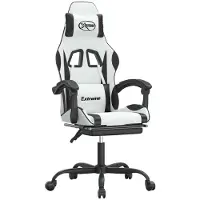 Syfax Gaming-Stuhl mit Fußstütze Weiß und Schwarz Kunstleder