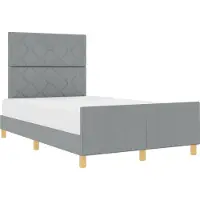 Syfax Bettgestell mit Kopfteil Hellgrau 120 x 190 cm Stoff