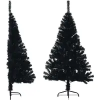 Syfax Künstlicher Halb-Weihnachtsbaum mit Ständer Schwarz 120 cm PVC
