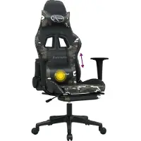 Syfax Gamingstuhl mit Massage Fußstütze Schwarz Tarnfarben Kunstleder