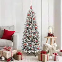 vidaXL "Schlussverkauf" Künstlicher Weihnachtsbaum(1 pc) - Kunstbaum/Tannenbaum - mit 150 LEDs mit Ständer Weiß 150 cm C7529