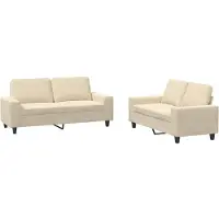 vidaXL 2-tlg. Sofagarnitur Creme Stoff