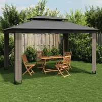vidaXL "2026 Promotion" Pavillon mit Doppeldach Anthrazit 3,94x2,96 m Stahl - Pavillons & Partyzelte CC22410