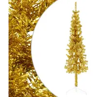 Syfax Künstlicher Halb-Weihnachtsbaum mit Ständer Schlank Gold 120 cm
