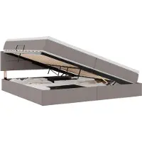 Syfax LED-Speicherbett mit Matratze Taupe 200 x 200 cm Stoff