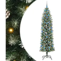 Syfax Künstlicher schlanker Weihnachtsbaum Grün und Weiß 210 cm