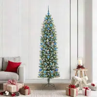 Prolenta Maison Exclusive - Künstlicher schlanker Weihnachtsbaum Grün und Weiß 210 cm