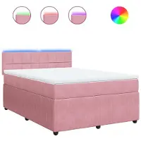 Syfax Boxspringbett mit Matratze Rosa 140x200 cm Samt