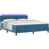 Syfax LED Boxspringbett mit Matratze Dunkelblau 180 x 200 cm Samt