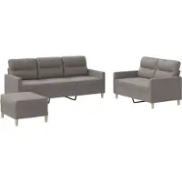 vidaXL 3-tlg. Sofagarnitur mit Kissen Taupe Stoff