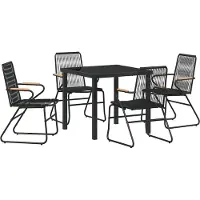vidaXL Garten Essgruppe 5 Stk. Schwarz Pulverbeschichteter Stahl