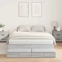 Syfax Aufbewahrungsbettgestell Graues Sonoma 140 cm Holzwerkstoff