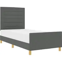 Syfax Bettgestell mit Kopfteil Dunkelgrau 80 x 200 cm Stoff
