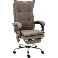 Syfax Ergonomischer Bürostuhl Stoff Taupe mit Massage, Fußstütze, Heizung, 64 cm breit, 113-120 cm hoch, bis 110 kg