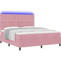 Syfax LED Boxspringbett mit Kopfteil Rosa 180 x 200 cm Samt