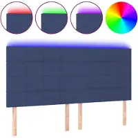 Syfax LED Kopfteil Blau 180x5x118/128 cm Stoff