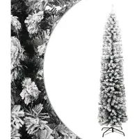 Syfax Künstlicher Weihnachtsbaum Schlank mit Schnee Grün 210 cm PVC
