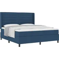 Syfax Boxspringbett mit Matratze mit Kopfteil Blau 200 x 180 cm Stoff