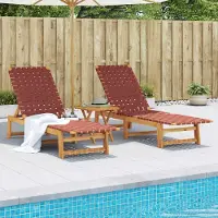 Prolenta Maison Exclusive - Sonnenliegen 2 Stk. Rot Massivholz Akazie und Stoff