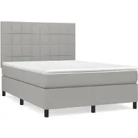 Syfax Boxspringbett mit Matratze Hellgrau 140x190 cm Stoff