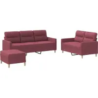 vidaXL 3-tlg. Sofagarnitur mit Kissen Weinrot Stoff
