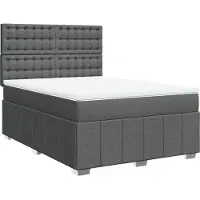 vidaXL Boxspringbett mit Matratze Dunkelgrau 140x200 cm Stoff
