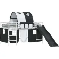 Syfax Kinder-Etagenbett Weiß und Schwarz 100 x 200 cm Metall