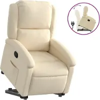 Syfax Relaxsessel mit Aufstehhilfe Creme Stoff