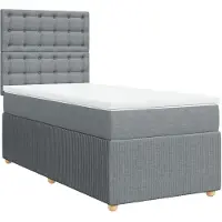 Syfax Boxspringbett mit Matratze Hellgrau 100x200 cm Stoff